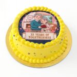 anniversary theme cake 33 years yellow