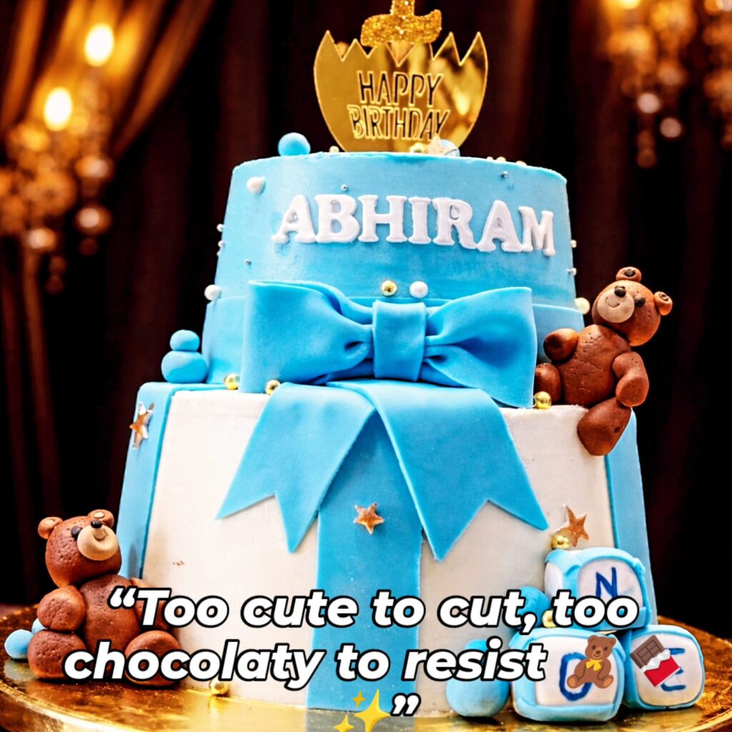 pravshi cakes blue baby boy theme 2 tier birthday cake abhiram