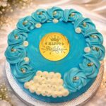 pravshi cakes blue rosette buttercream birthday cake