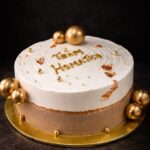 pravshi cakes golden white custom name cake hornika